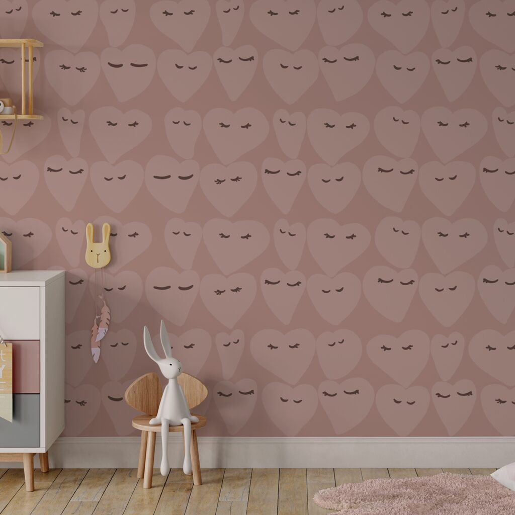 Heart patterns with playful expressions