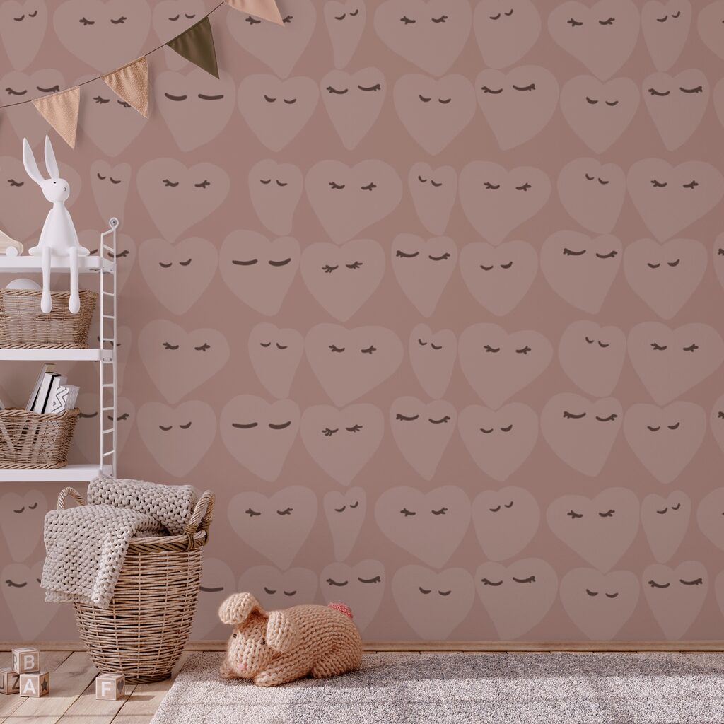 Heart patterns with playful expressions