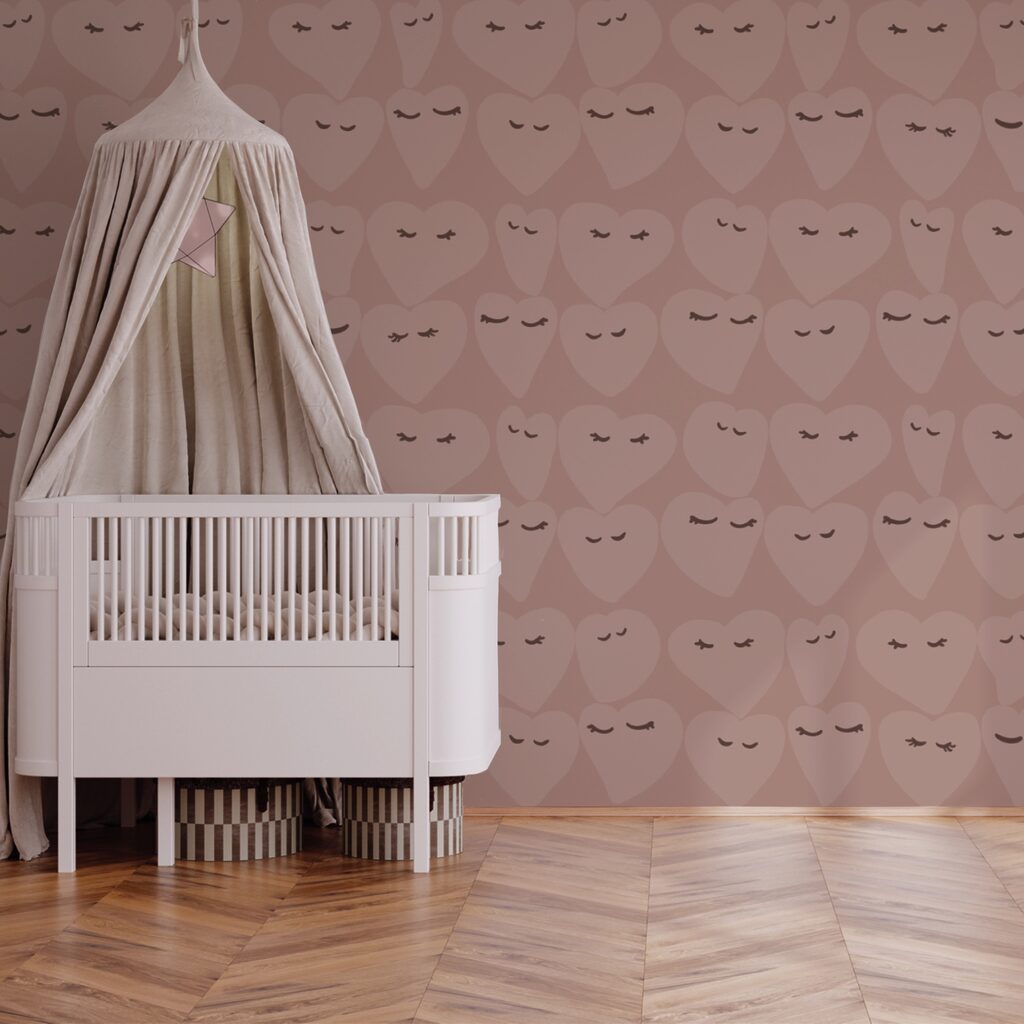 Heart patterns with playful expressions