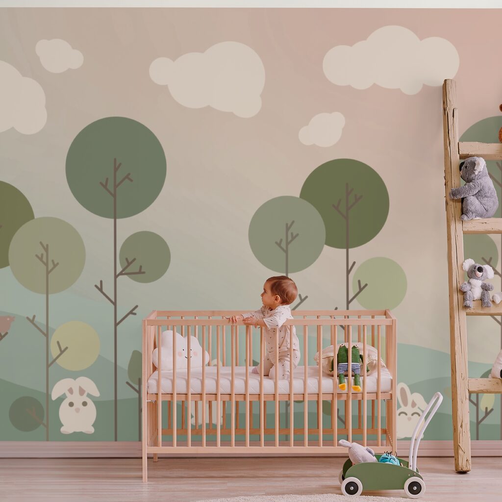 Group of bunnies and trees