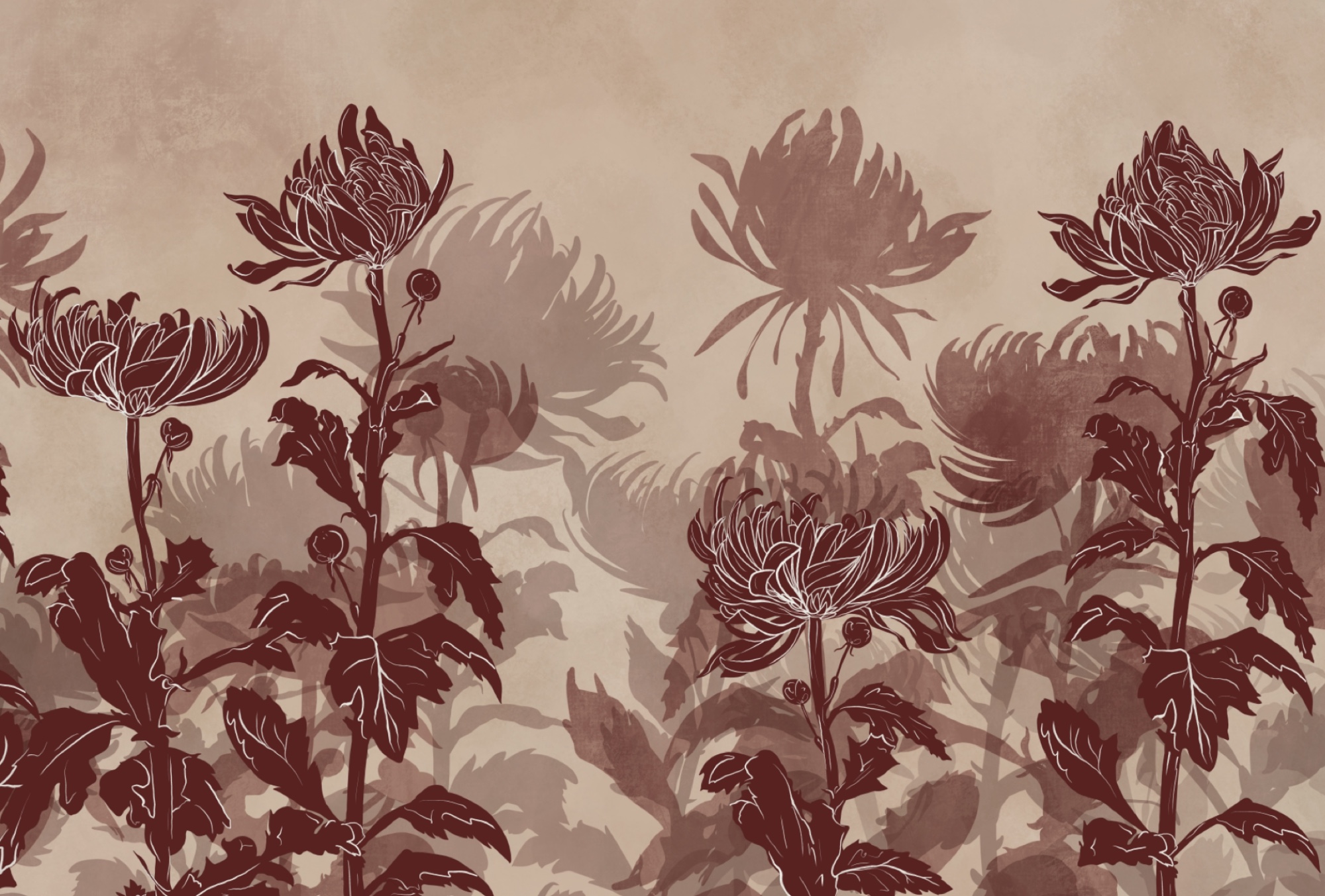 Drawing of flowers and leaves