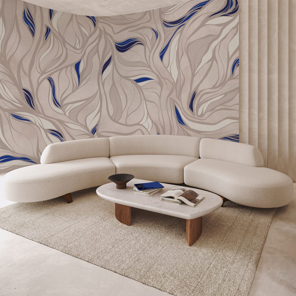 Pattern of blue and white lines