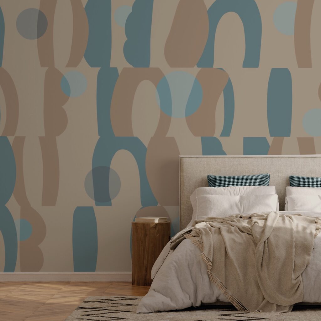 Pattern of blue and brown shapes