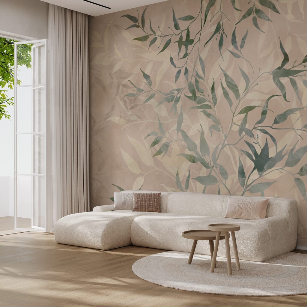 Pattern of leaves on a beige background Pattern of leaves on a beige background