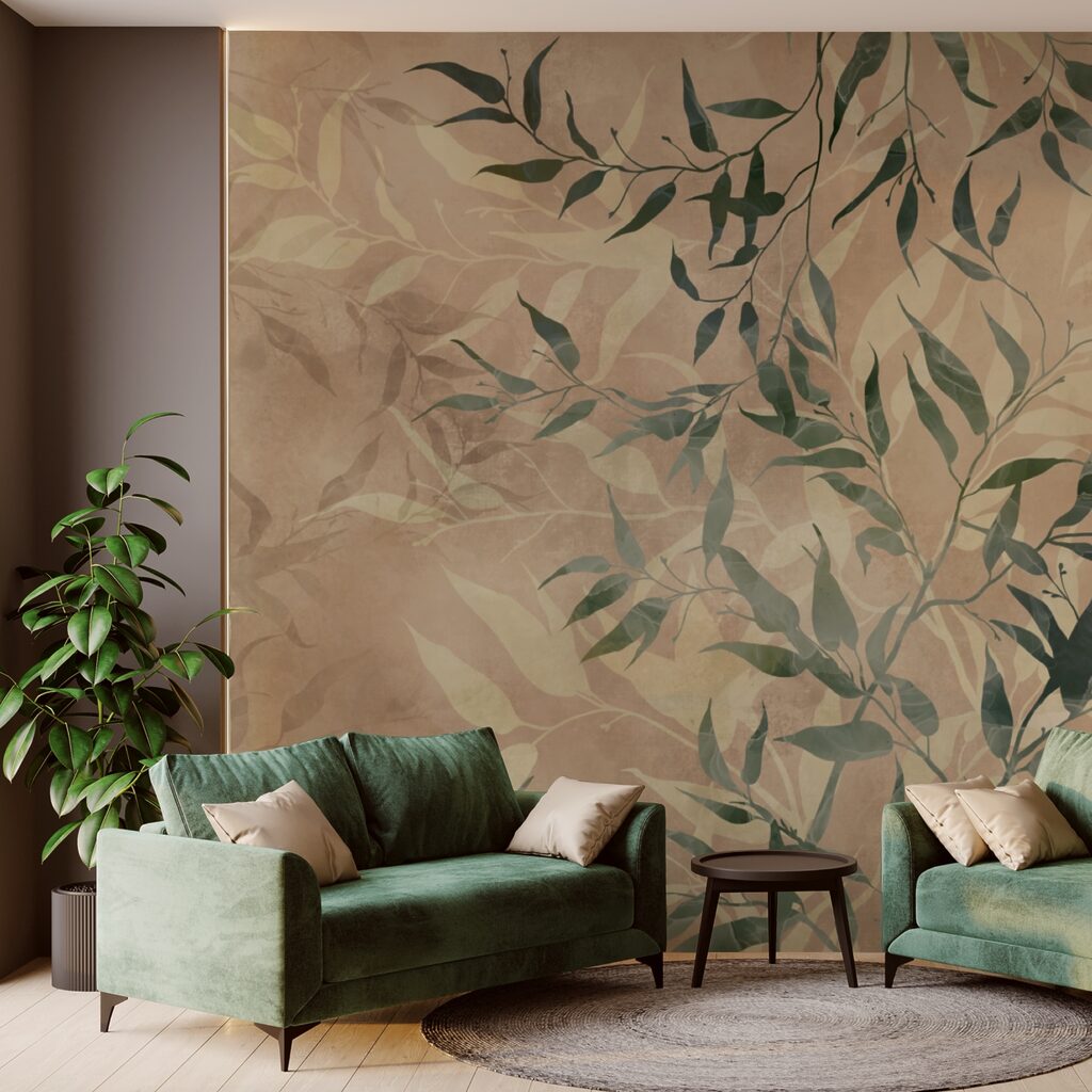 Natural foliage on textured background