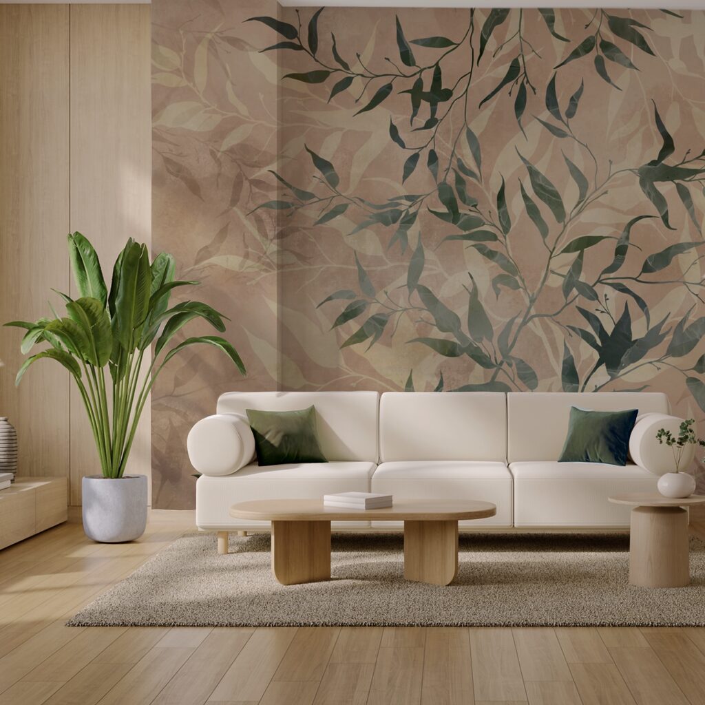 Natural foliage on textured background