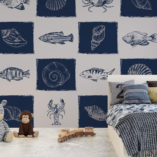 Wall murals Wall murals Pattern of sea creatures (SKU: t00234)