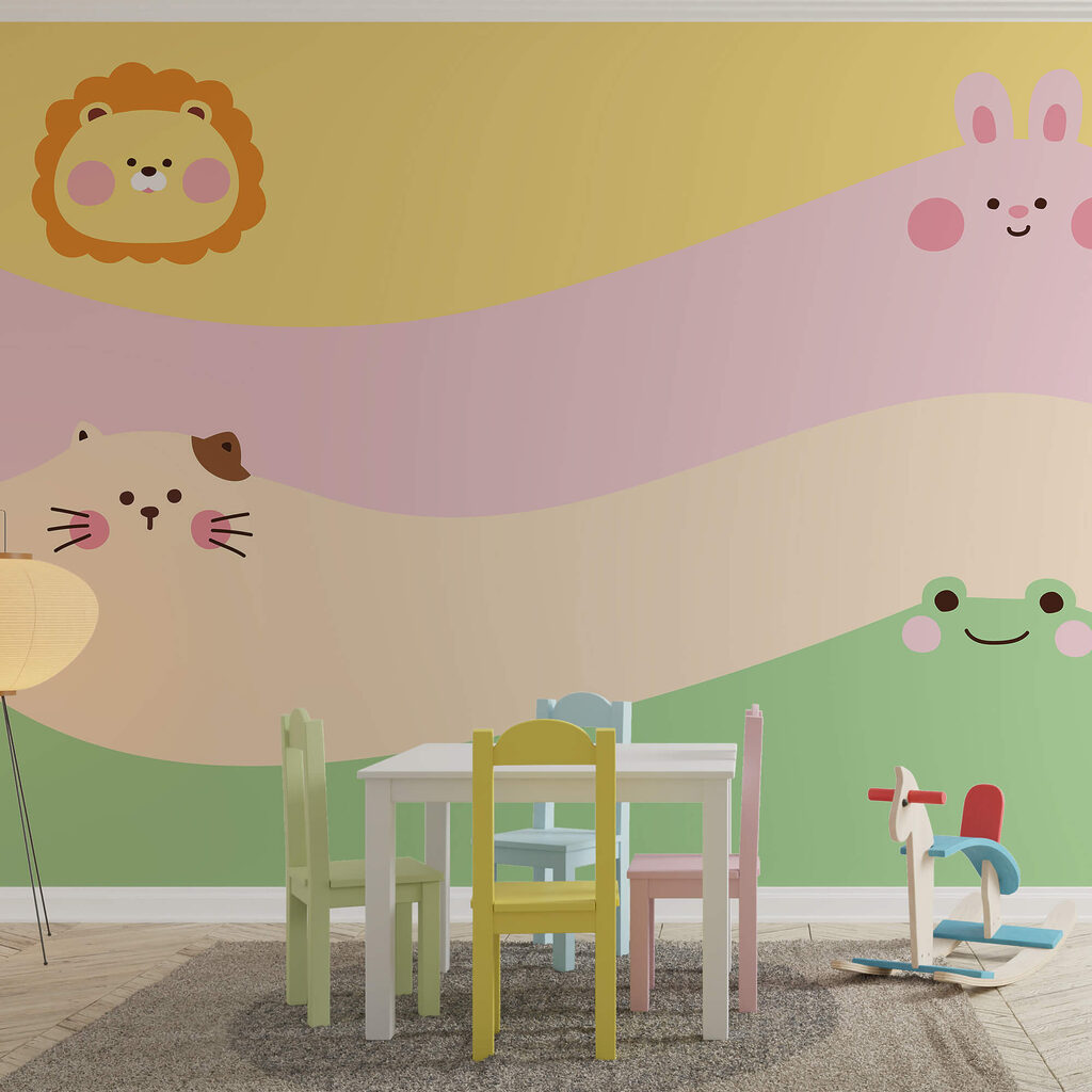 Group of animals with a lion and a lion