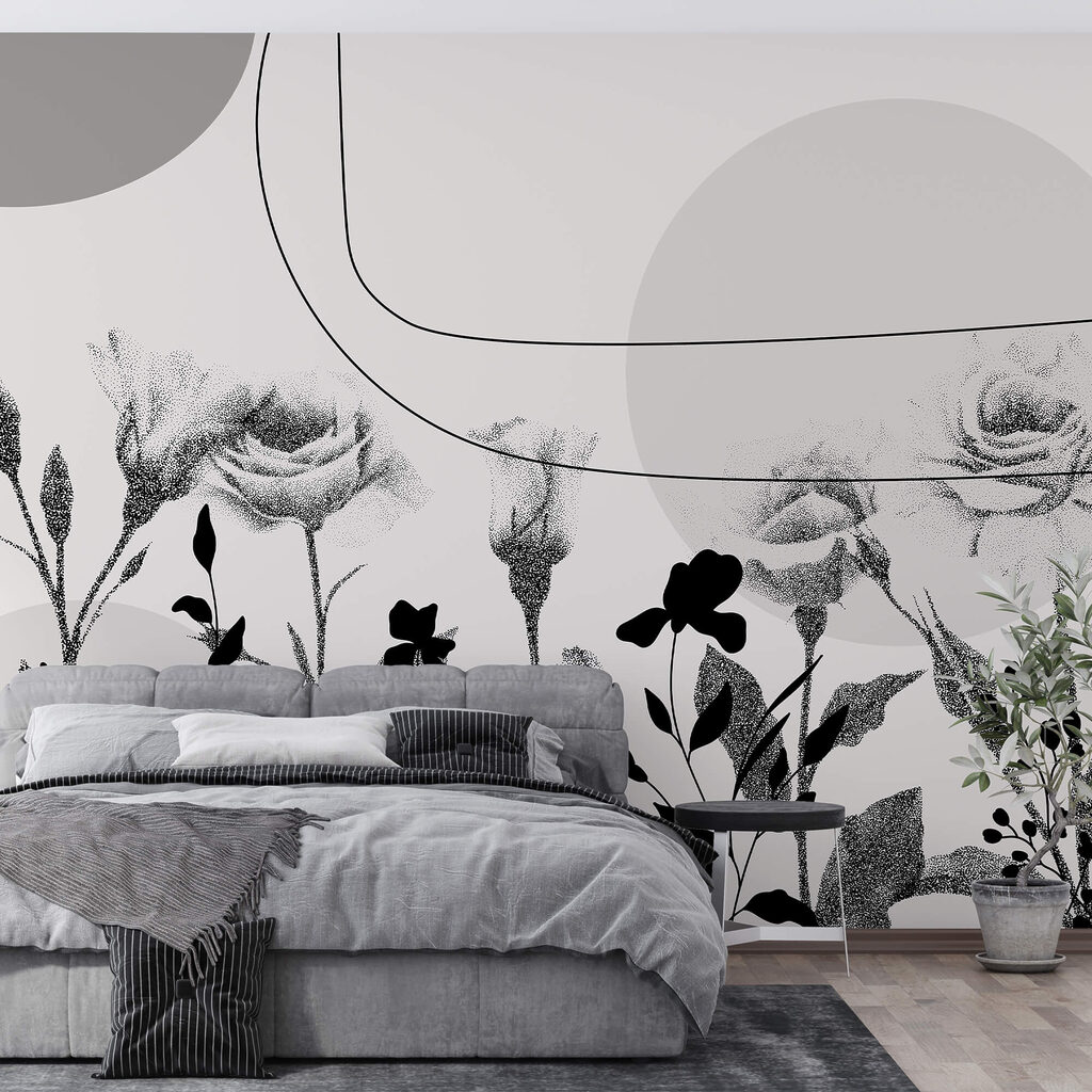 Black and white image of flowers Black and white image of flowers