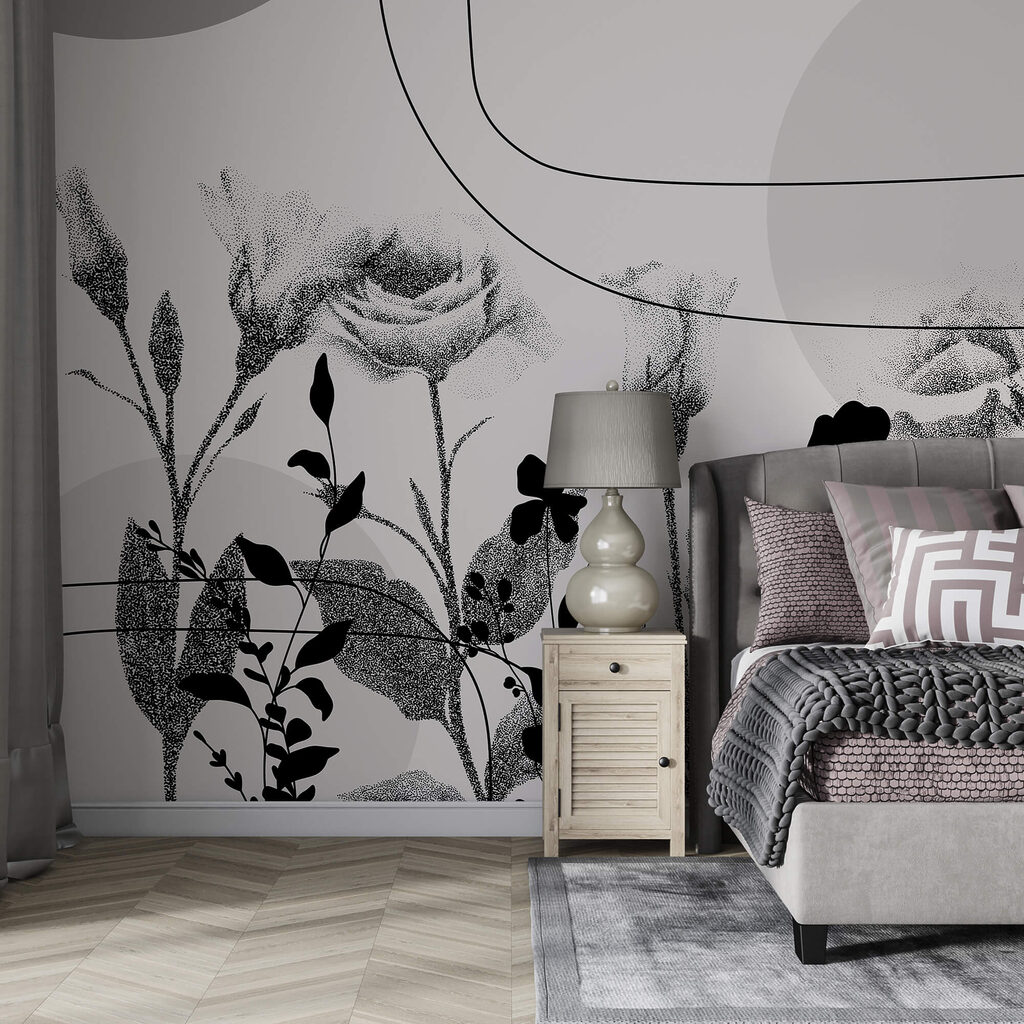 Black and white image of flowers Black and white image of flowers