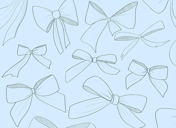 Pattern of bows on a blue background