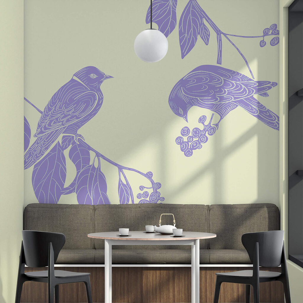 Drawing of birds on a branch Drawing of birds on a branch