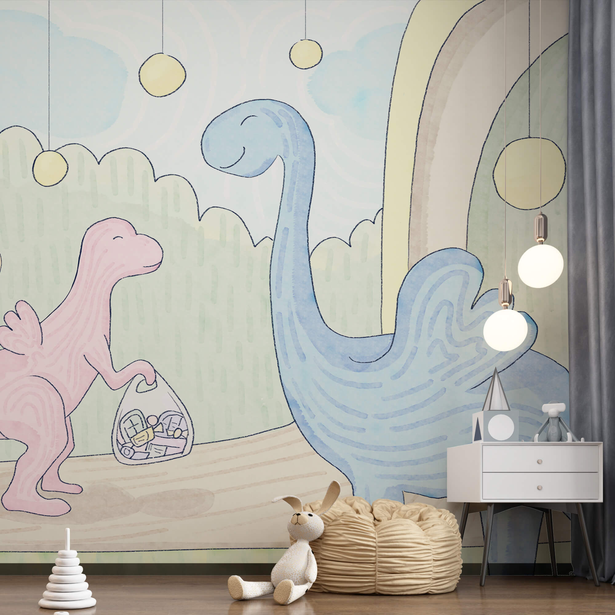 Cartoon of dinosaurs carrying a bag Cartoon of dinosaurs carrying a bag