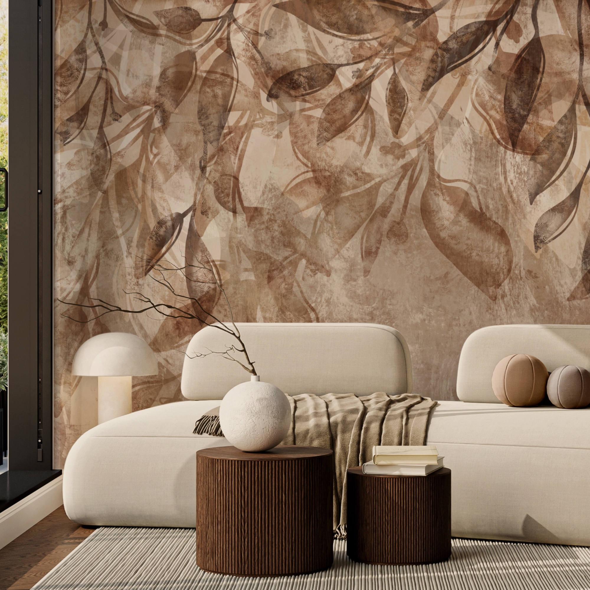 Brown and white floral pattern