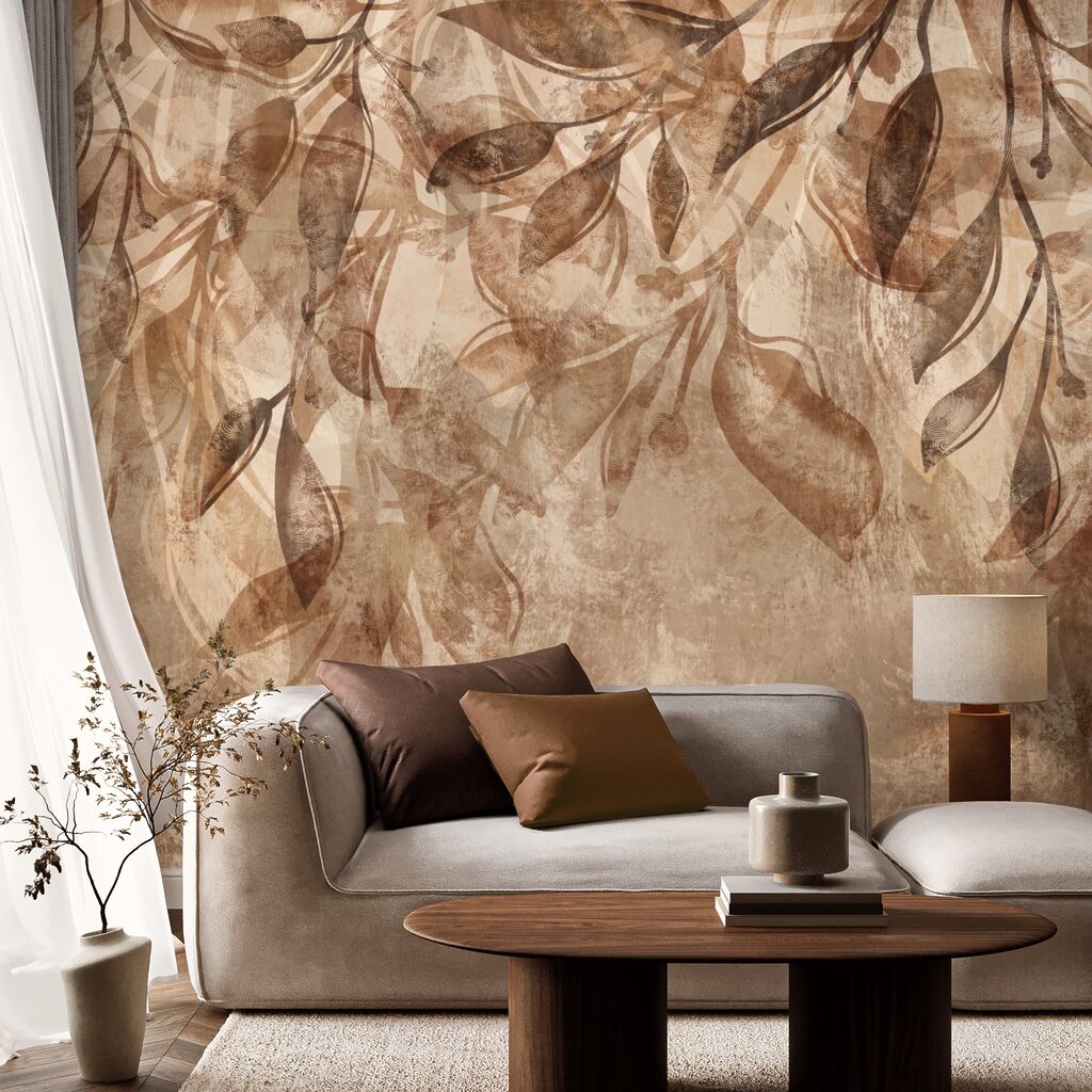 Brown and white floral pattern