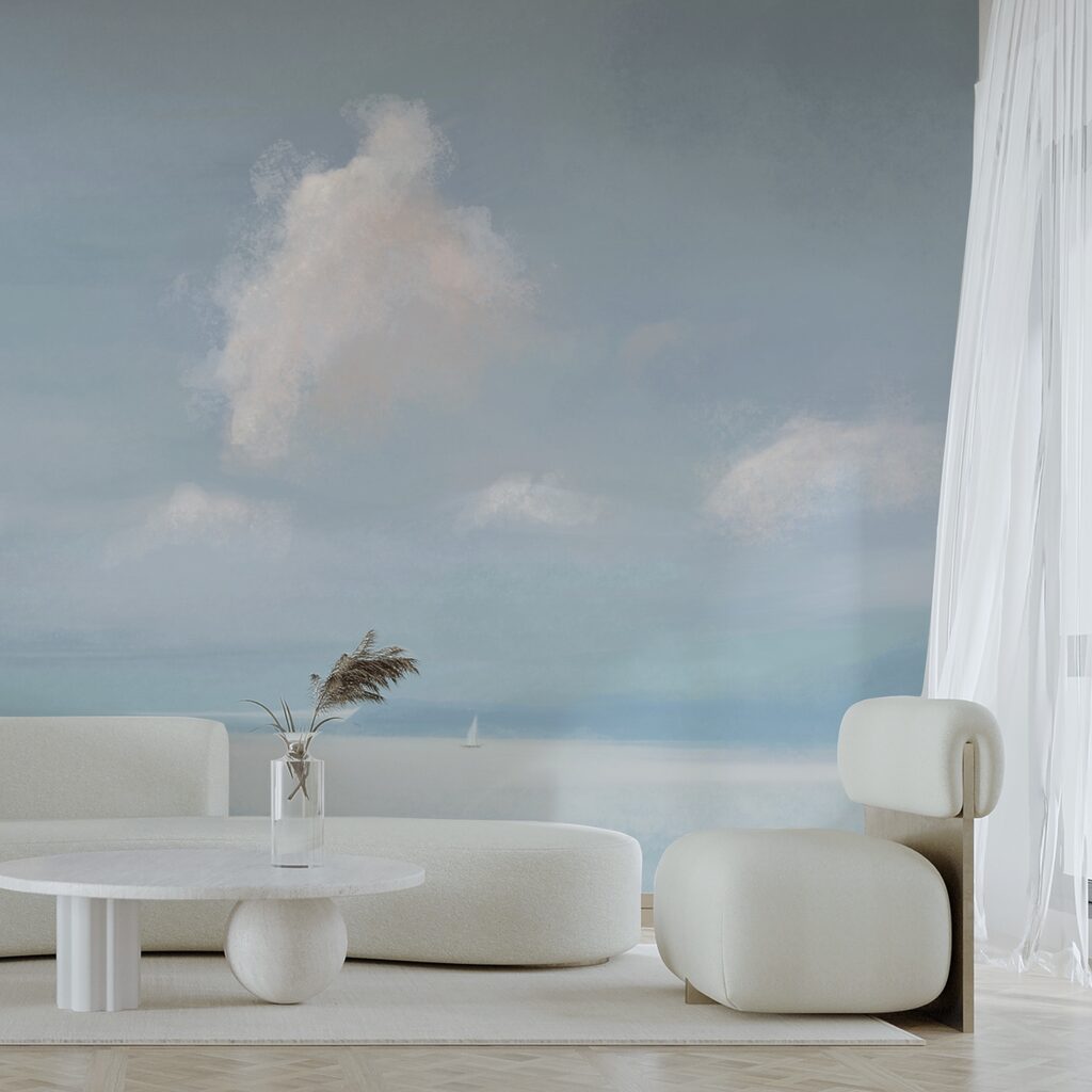 Sailboat in the middle of a body of water Sailboat in the middle of a body of water