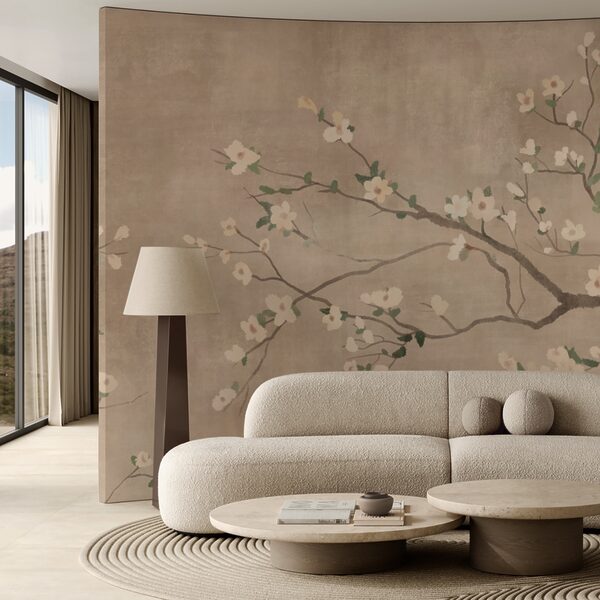 Tree branch with white flowers