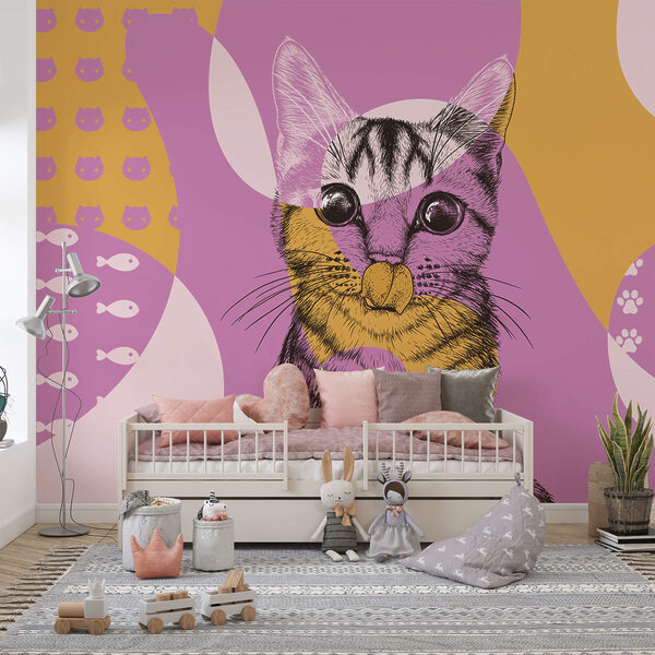 Wall murals Wall murals Cat with a mouse nose (SKU: t00319)