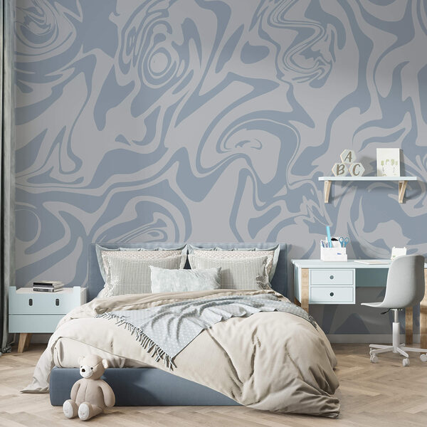 Wall murals Wall murals Waves of soft blue tones swirling (SKU: t00322)