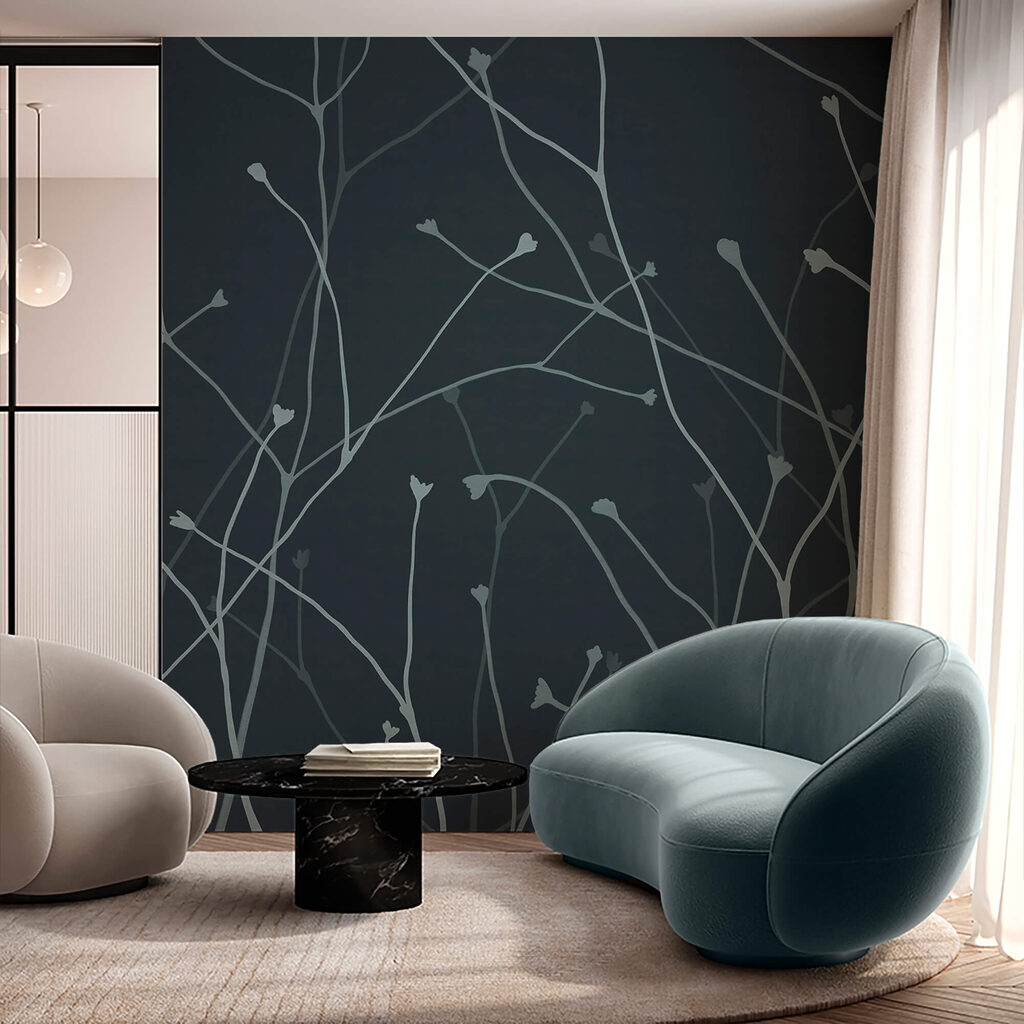 Delicate branches against a dark backdrop