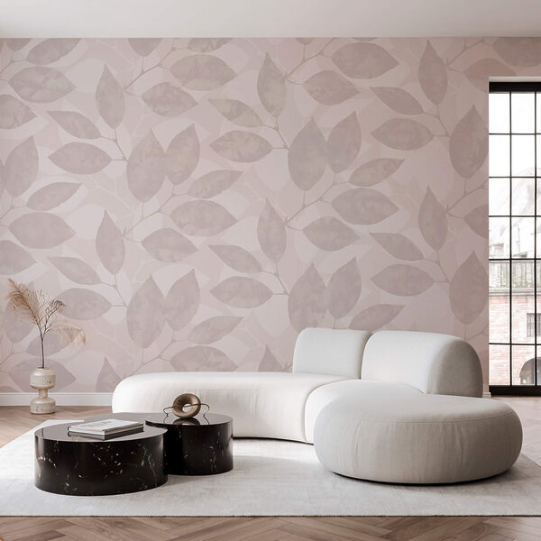Wall murals Wall murals Pattern of leaves on a white background (SKU: t00334)