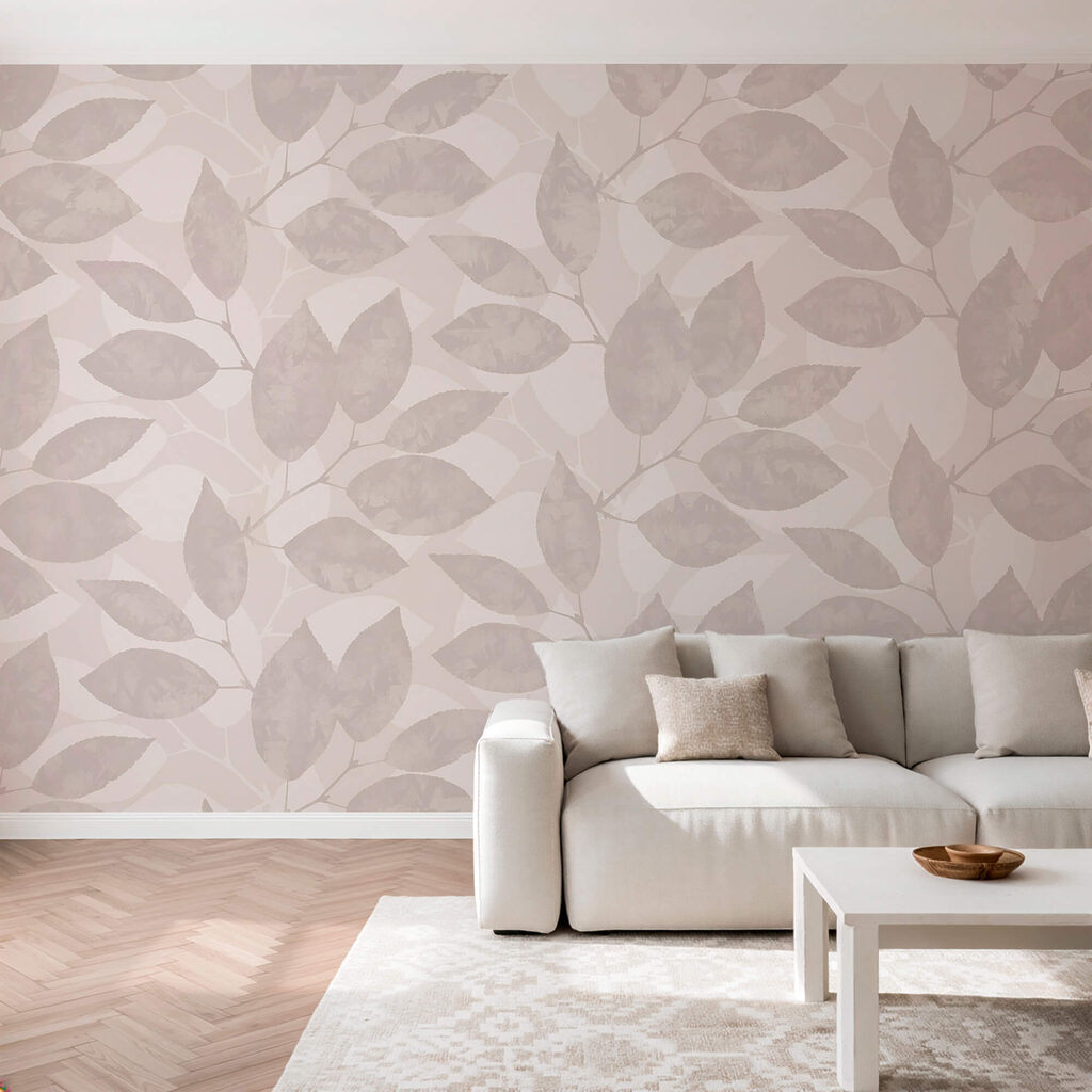 Pattern of leaves on a white background