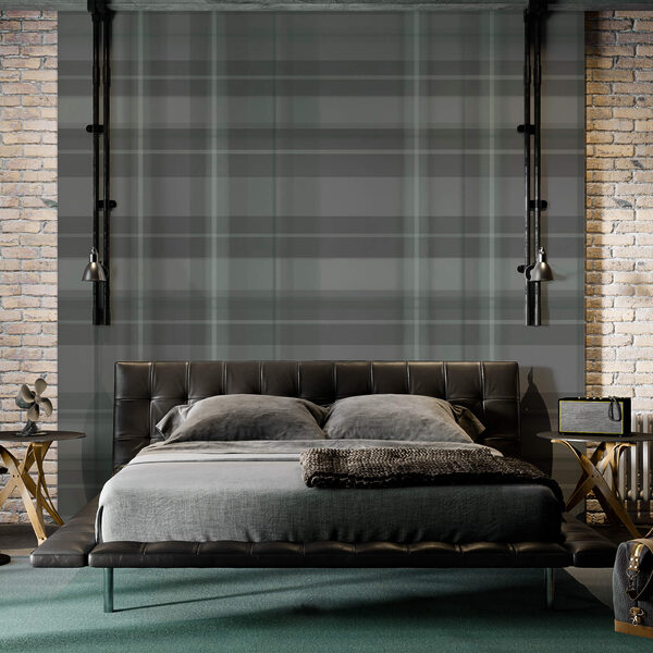 Wall murals Wall murals Grey and black plaid (SKU: t00359)