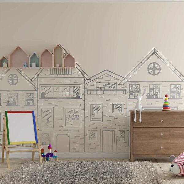 Drawing of a row of houses Drawing of a row of houses