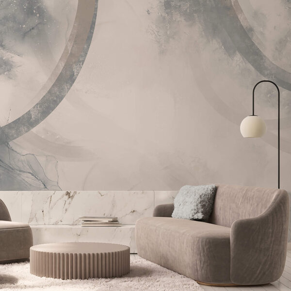 Wall murals Wall murals White and grey background with black and white circles (SKU: t00345)