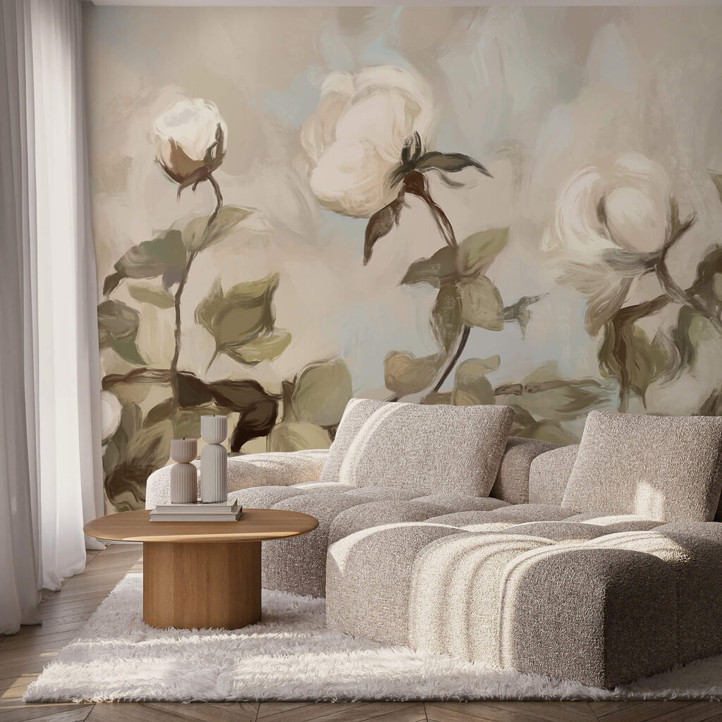 Painting of white flowers and leaves