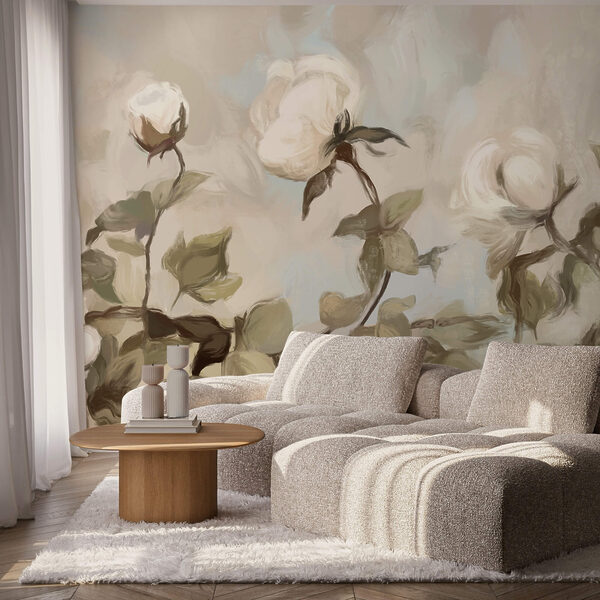 Painting of white flowers and leaves