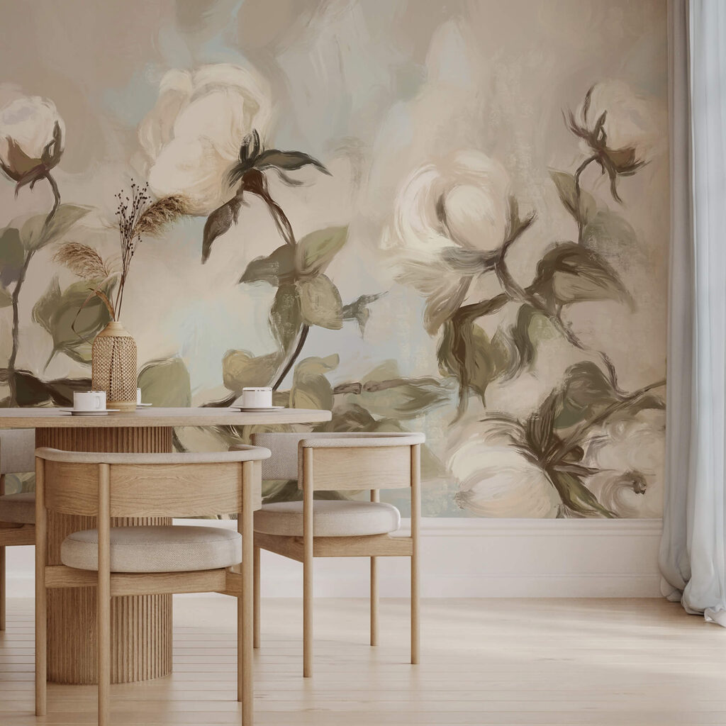 Painting of white flowers and leaves