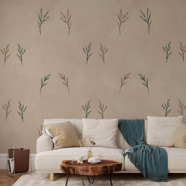 Pattern of leaves on a beige background