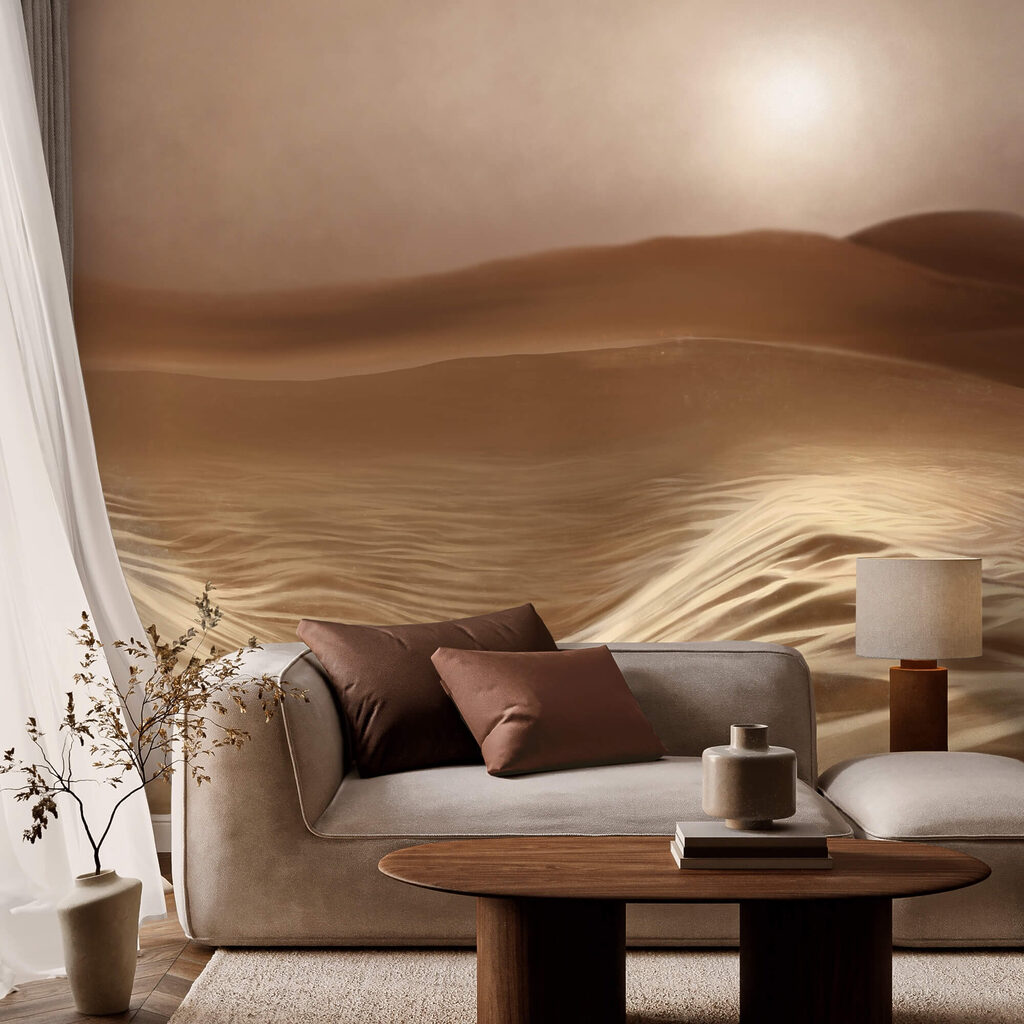 Desert with waves and a sun