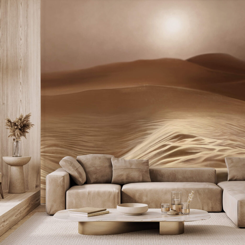 Desert with waves and a sun