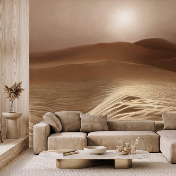 Desert with waves and a sun