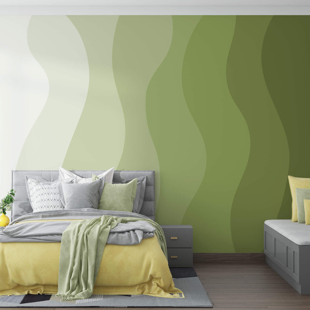 Green and white wavy lines