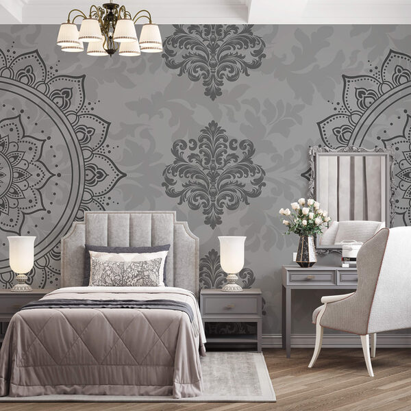 Wall murals Wall murals Grey and white pattern (SKU: t00382)