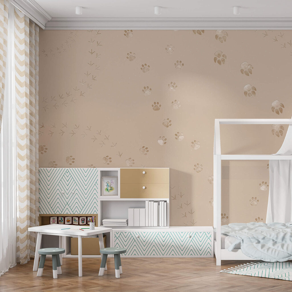 Pattern of paw prints and birds Pattern of paw prints and birds