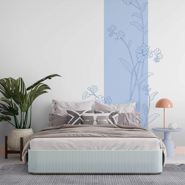 Blue and white flower drawing