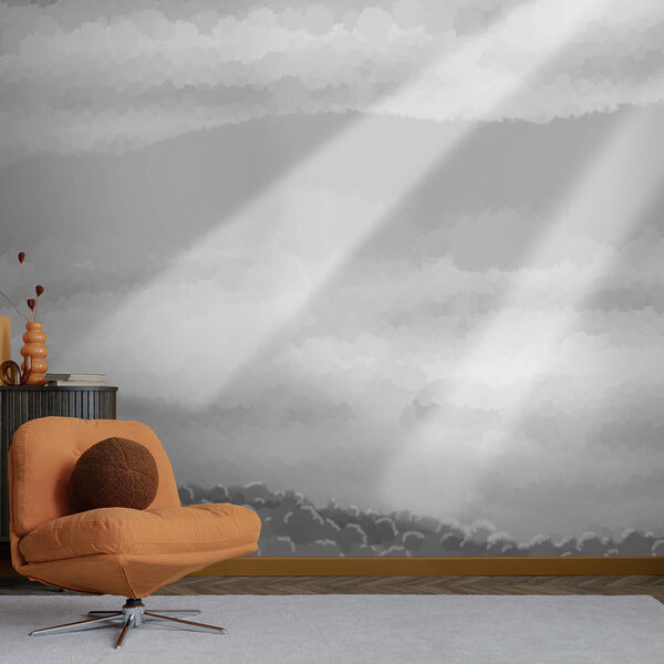 Greyscale image of clouds and sun rays Greyscale image of clouds and sun rays