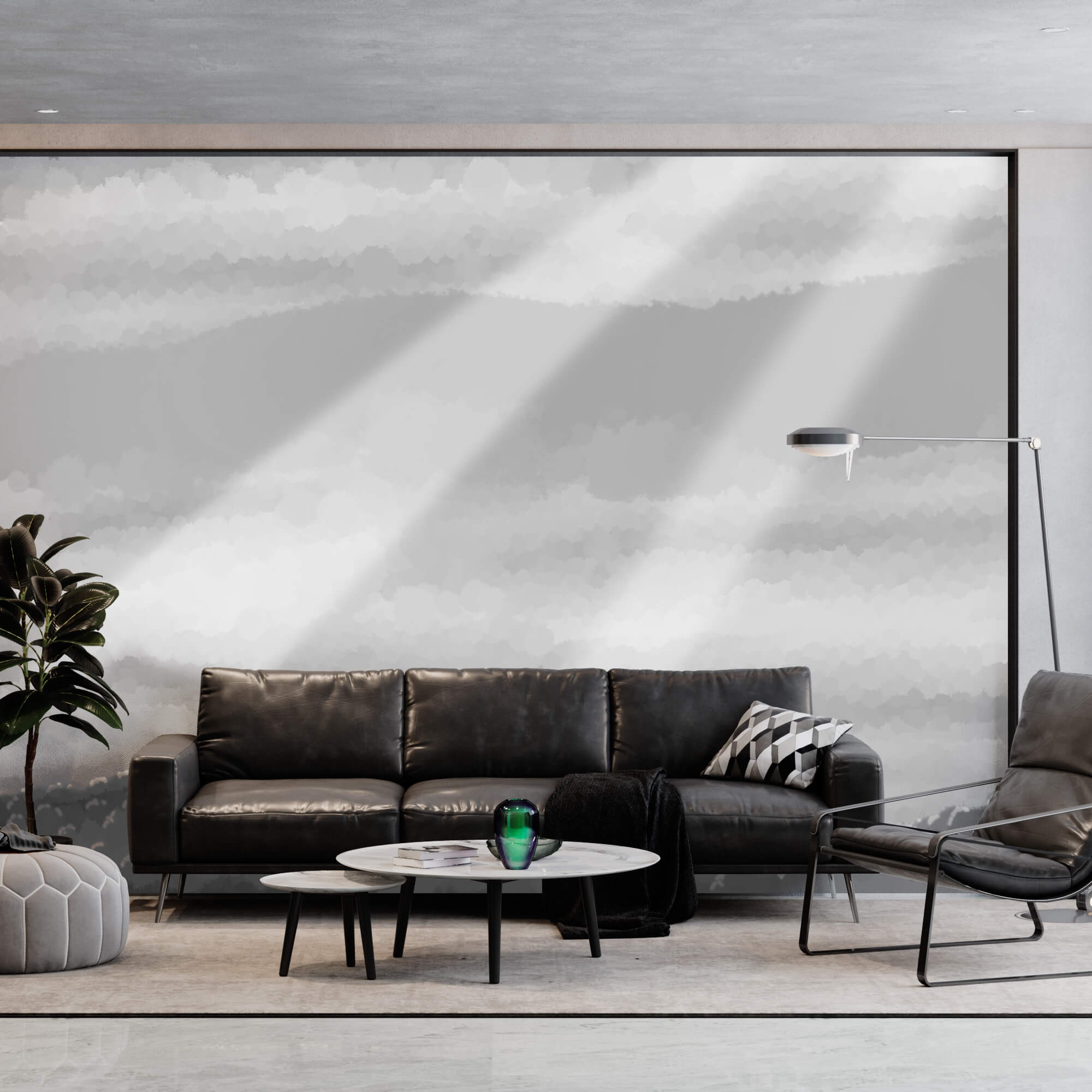 Greyscale image of clouds and sun rays Greyscale image of clouds and sun rays