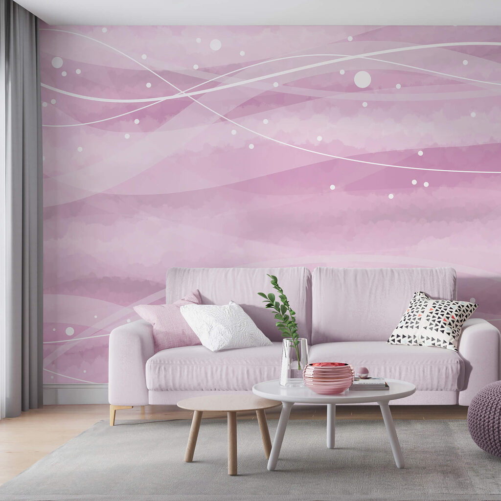 Pink background with white lines and dots Pink background with white lines and dots