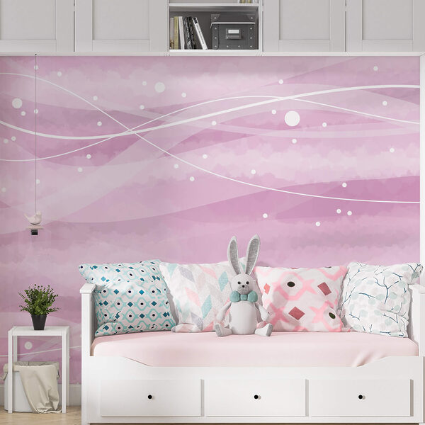 Pink background with white lines and dots Pink background with white lines and dots