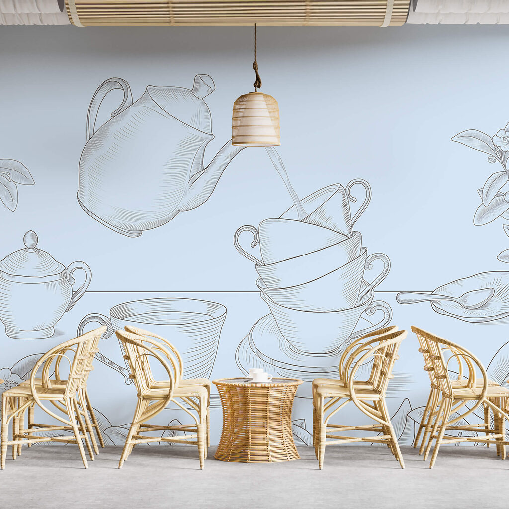 Teapot pouring into a stack of teacups Teapot pouring into a stack of teacups