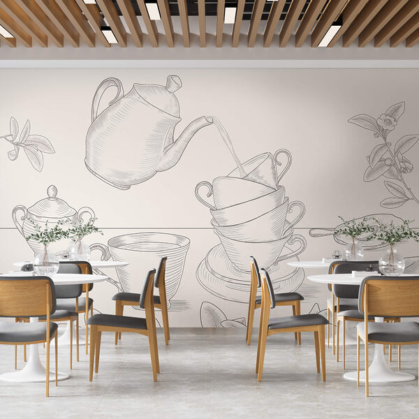 Teapot pouring into a stack of teacups Teapot pouring into a stack of teacups