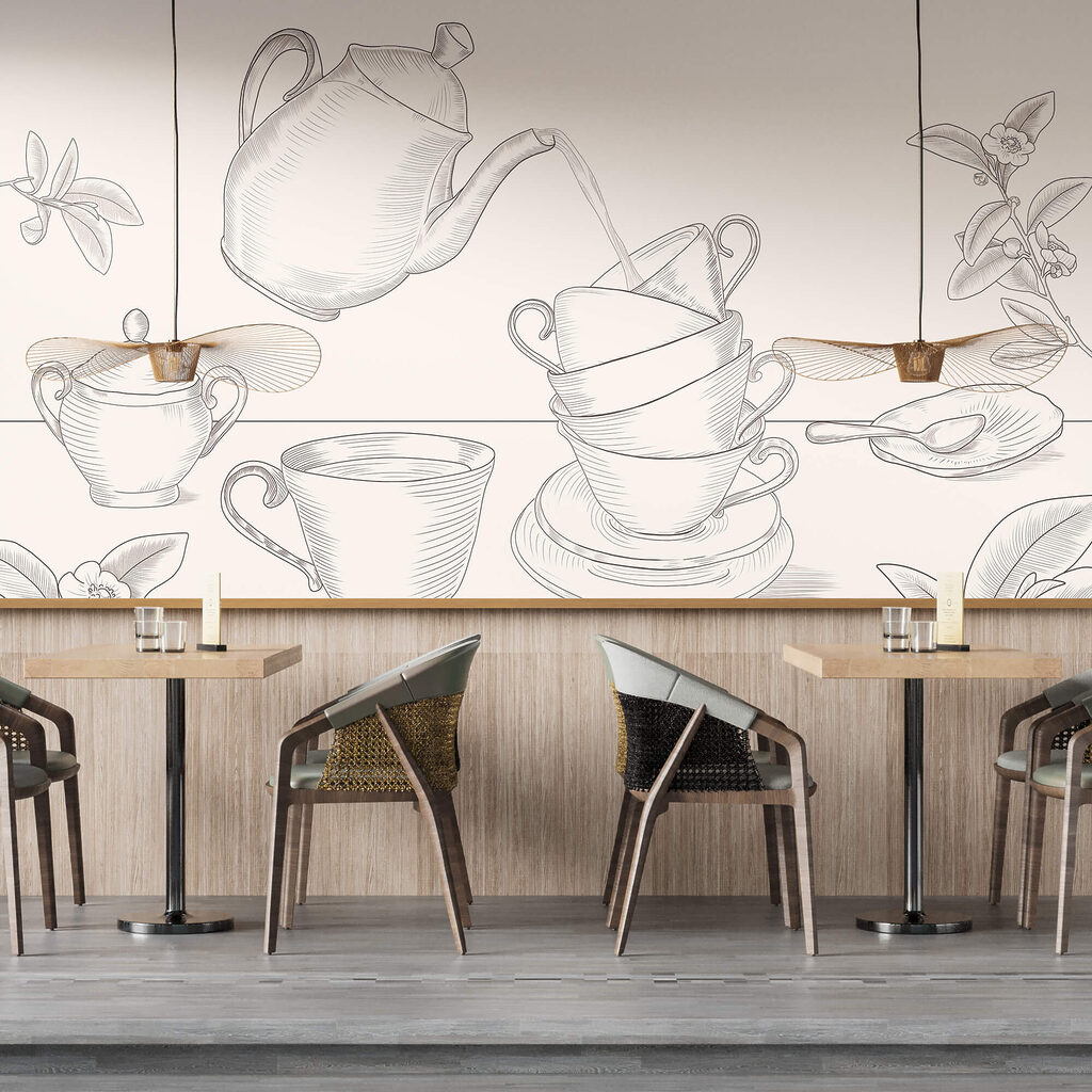 Teapot pouring into a stack of teacups Teapot pouring into a stack of teacups