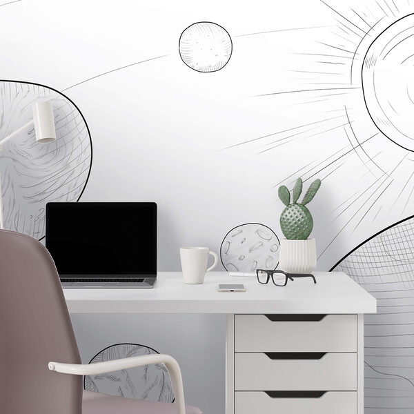 Drawing of planets and sun