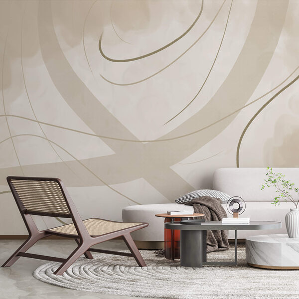 Wall murals Wall murals White and brown background with lines and curves (SKU: t00422v2)