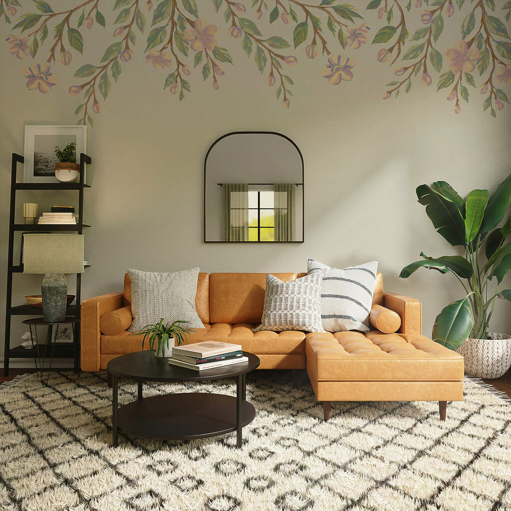 Delicate blooms frame a soft background